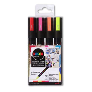 Posca PC-5M Bullet Tip Markers Fluorescent 4 Pack