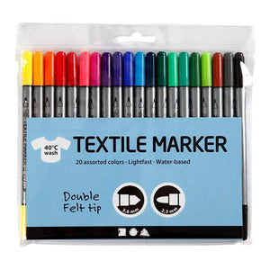 Create Fabric Textile Double Tip Markers 20 Pack