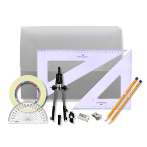 PolyBox with Pen Holder Compass, Tape & Faber Castell Set Square