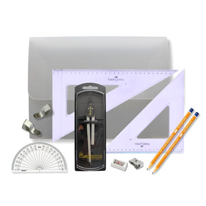 PolyBox Clutch Pencil Compass, with Clips & Faber Castell Set Square