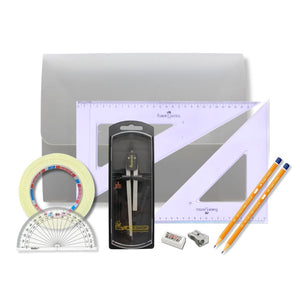 PolyBox Clutch Pencil Compass, with Tape & Faber Castell Set Square