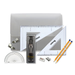 Strong Poly Box with 2 Part Compass, Clips & SG Set Square