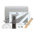 Strong Poly Box with 2 Part Compass, Clips & SG Set Square (0 at Edge)