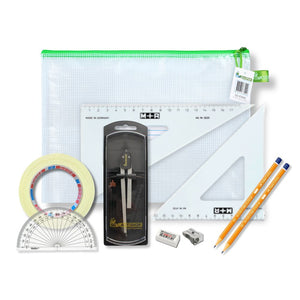 Pouch Bag with Clutch Pencil Compass, Tape & SG Set Square (0 at Edge)
