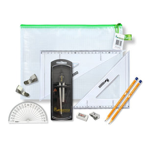 Pouch Bag with Clutch Pencil Compass, Clips & SG Set Square