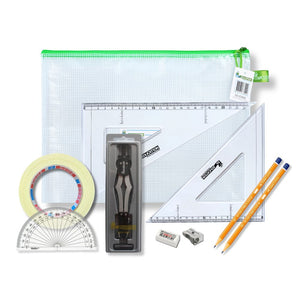 Pouch Bag with 2 Part Compass, Tape & SG Set Square