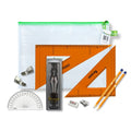 Pouch Bag with 2 Part Compass, Clips & SG Strong Set Square