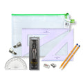 Pouch Bag with 2 Part Compass, Clips & Faber Castell Square