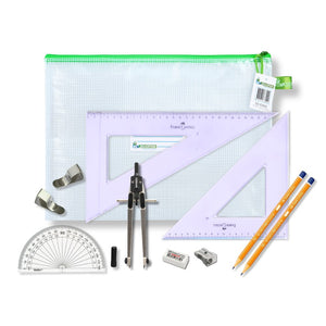 Pouch Bag with Clips & Faber Castell Set Square