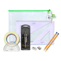 Pouch Bag with Clutch Pencil Compass, Tape & Faber Castell Set Square