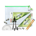 Pouch Bag with Pen Holder Compass, Clips & Elastika Set Square