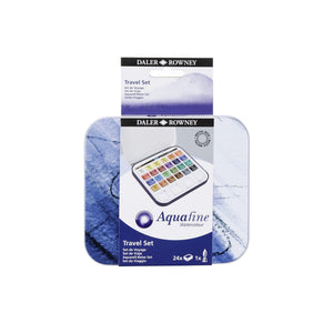 Daler Rowney Aquafine Travel Tin with Brush 24 Half Pans