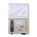 Tuff Box with 2 Part Compass, Clips & Faber Castell Set Square