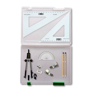Tuff Box with Pen Holder Compass, Clips & SG Set Square (0 at Edge)