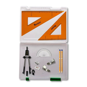 Tuff Box with Pen Holder Compass, Clips & SG Strong Set Square