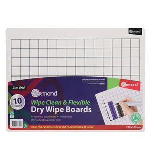 Dry White Board 2cm Grid 10 Pack