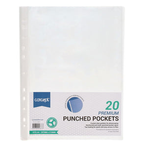 Concept Concept Punched Pockets A4 20 Pack SG Education