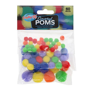 Crafty Bitz ART-CRAFT Crafty Bitz Pom Poms Assorted Sizes 60 Pack SG Education