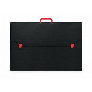 _ DCG STORAGE Black A3 Portfolio Case with Red Clips & Handle SG Education
