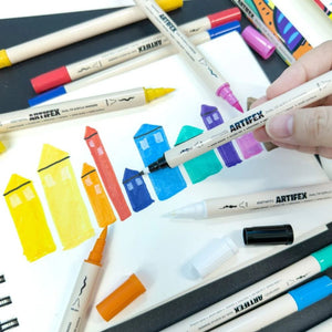 Elements ART-ACRYLICS & WATERCOLOUR Elements Artifex Twin Tip Acrylic Markers 12 Pack SG Education