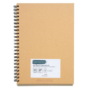 Elements ART-PAPER Elements Sketchbook Hardback A4 180gsm Portrait Wire-O Kraft 40 Sheets SG Education