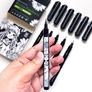 Elements ART-PENCILS PENS & MARKERS Elements Kroma Fineliners 5 Pack + 1 Brush Pen SG Education