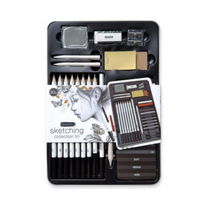Elements ART-PENCILS PENS & MARKERS Elements Sketching Collection Tin 30 Piece Set SG Education