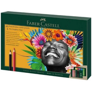 Faber Castell ART-PENCILS PENS & MARKERS Faber Castell Polychromos Gift Set 40 + 8 Graphite Matt SG Education