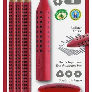 Faber Castell Faber Castell Grip 2001 Red Pencil Set SG Education