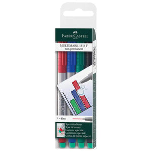 Faber Castell Faber Castell Multimark Non-Permanent Markers Medium 4 Pack SG Education