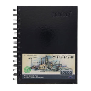 Icon ART-PADS Icon A5 135gsm Wiro Hardcover Sketch Pad 50 Sheets SG Education