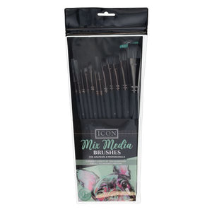 Icon Icon Mix Media Taklon Brush Set 12 Pack SG Education