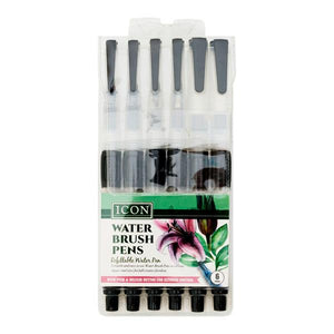 Icon Icon Water Brush Pen 6 Pack SG Education