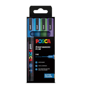 Posca Posca PC-3M Fine Bullet Markers Cool Glitter Colours 4 Pack SG Education