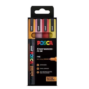 Posca Posca PC-3M Fine Bullet Markers Warm Glitter Colours 4 Pack SG Education