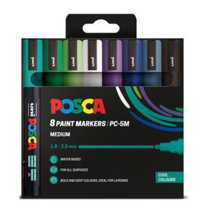 Posca Posca PC-5M Medium Bullet Markers Cool Colours 8 Pack SG Education