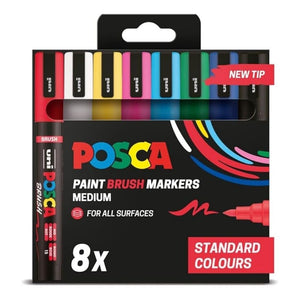 Posca Posca PC-5MR Brush Tip Markers 8 Pack SG Education