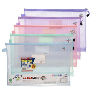 Premto Premto Ultramesh Expanding Storage B4+ Wallet 5 Pack Pastel Colours SG Education
