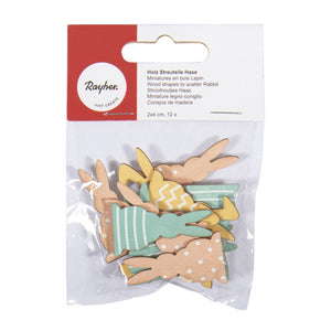 Rayher Rayher Wooden Rabbits 4cm 12 Assorted Pack SG Education