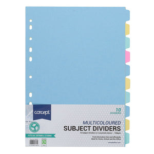 SG Education Concept 10 Subject Dividers 150gsm SG Education