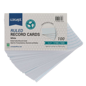SG Education Concept 5x3inch Ruled Record Cards White 100 Pack SG Education