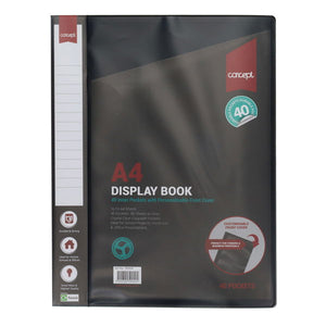 SG Education Concept A4 40 Pocket Display Book Black SG Education