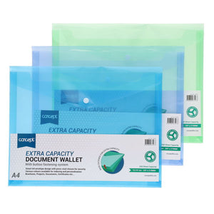 SG Education Concept A4 Extra Capacity Button Document Wallet SG Education