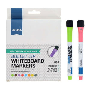 SG Education Concept Bullet Tip Whiteboard Markers With Eraser Lid 8 Pack SG Education