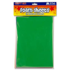 SG Education Crafty Bits Assorted Foam Sheets A4 20 Pack SG Education