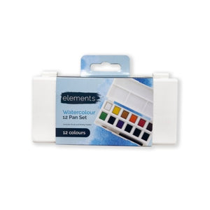 SG Education Elements Watercolour 12 Half Pan Set with Mini Brush SG Education