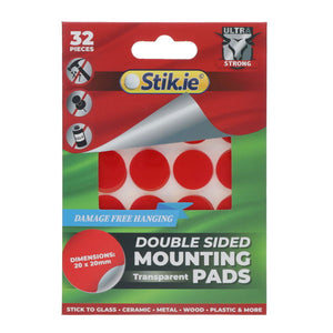 SG Education Stik.ie Double Sided Mount Pads Clear 20mm 32 Pack SG Education