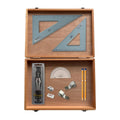 SG Education Wooden Box with 2 Part Compass, Clips & Uni Set Square SG Education