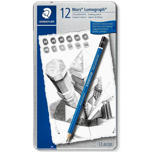 Staedtler Mars Lumograph 12 Graphite Pencils (6B to 4H) SG Education