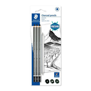 Staedtler Staedtler Lumograph Charcoal 3 Pencils & 1 Paper Stump Set SG Education